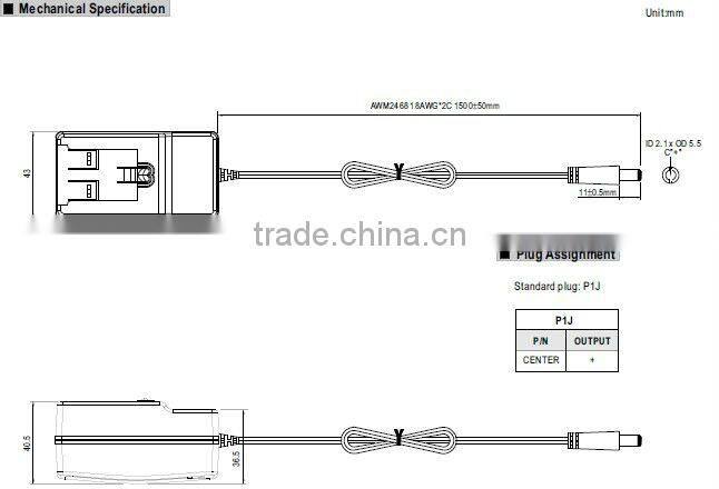Meanwell 12~18W AC-DC Single Output Interchangeable Wall-mounted type 7.5v switching power supply