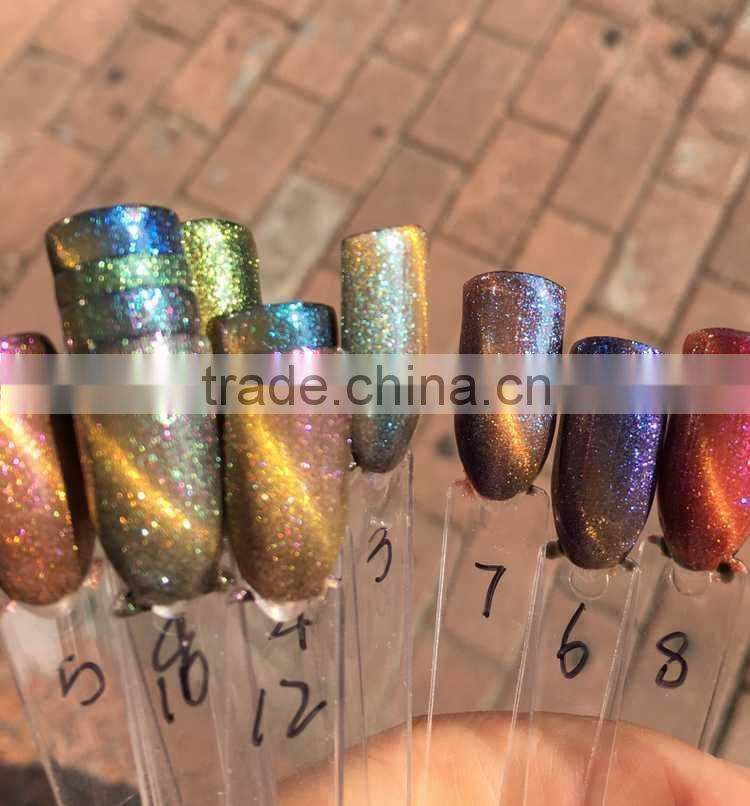 2016 hot sale nail art 15ml free samples soak off uv/led color uv gel polish chameleon cat eyes