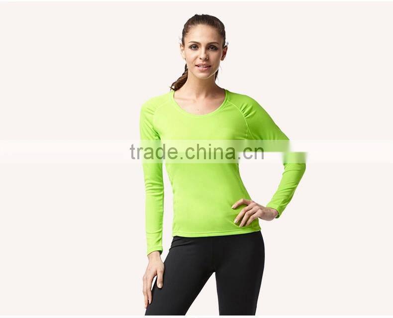 wholesale women function fabric long sleeve running shirts/quick dry running wear