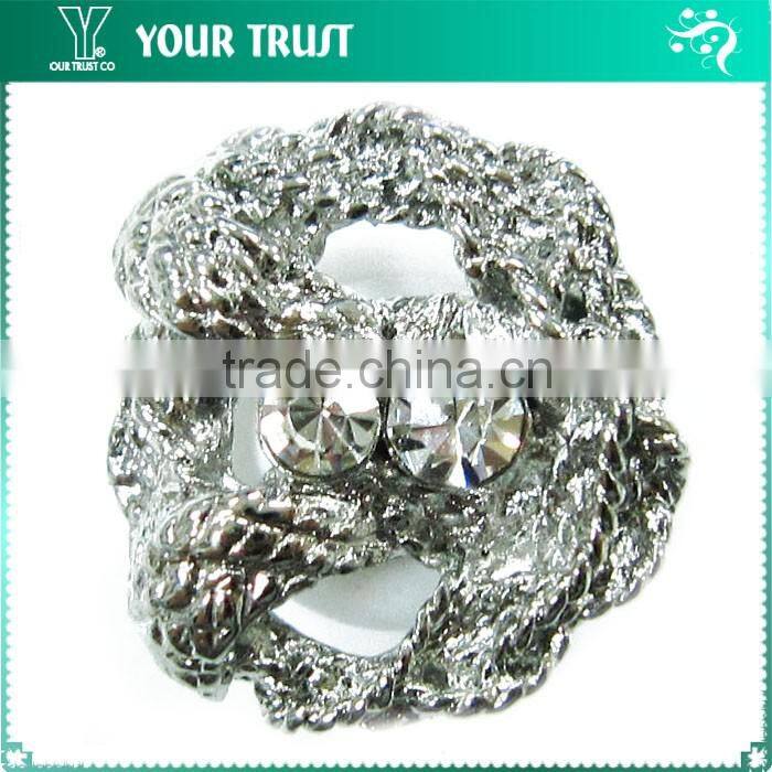 Vintage Crystal Rhinestone Silver Metal Nickel Free Shank Rhinestone Button