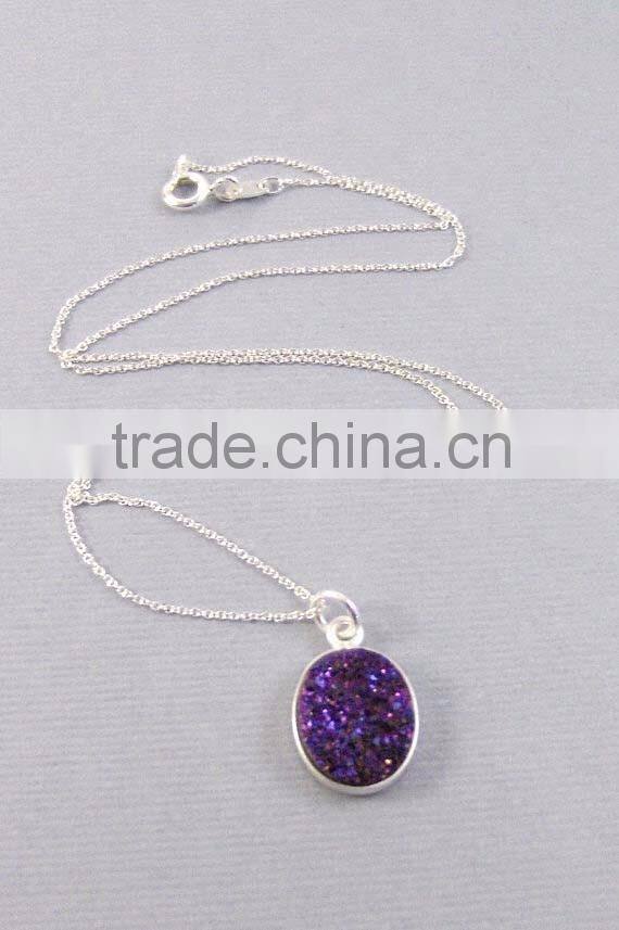 Sterling Silver Druzy Gemstone necklace