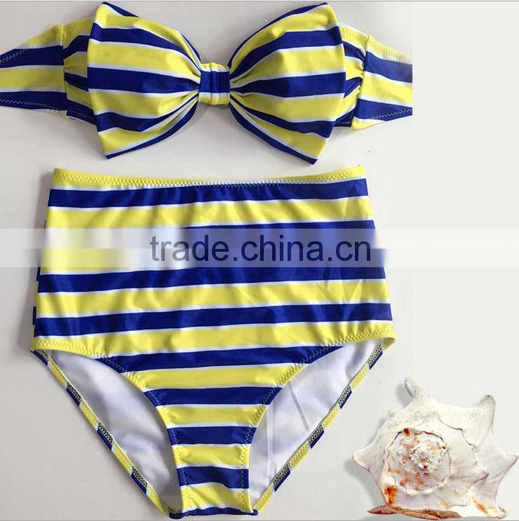 2 PCS Women Hot Sexy Vintage Push Up High Waist Bikini Set