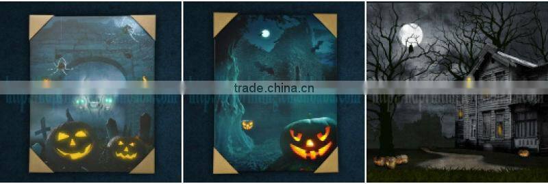 halloween picture with led light canvas decoration