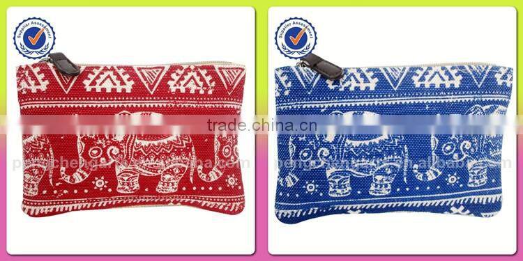 The elephant print national style women hand bag and polyester with jute clutch bags manufacturer for in china