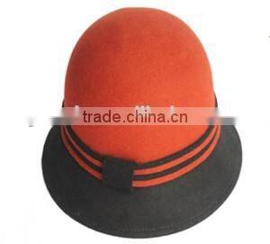 Women graceful 100% wool bowler floppy cloche felt hat