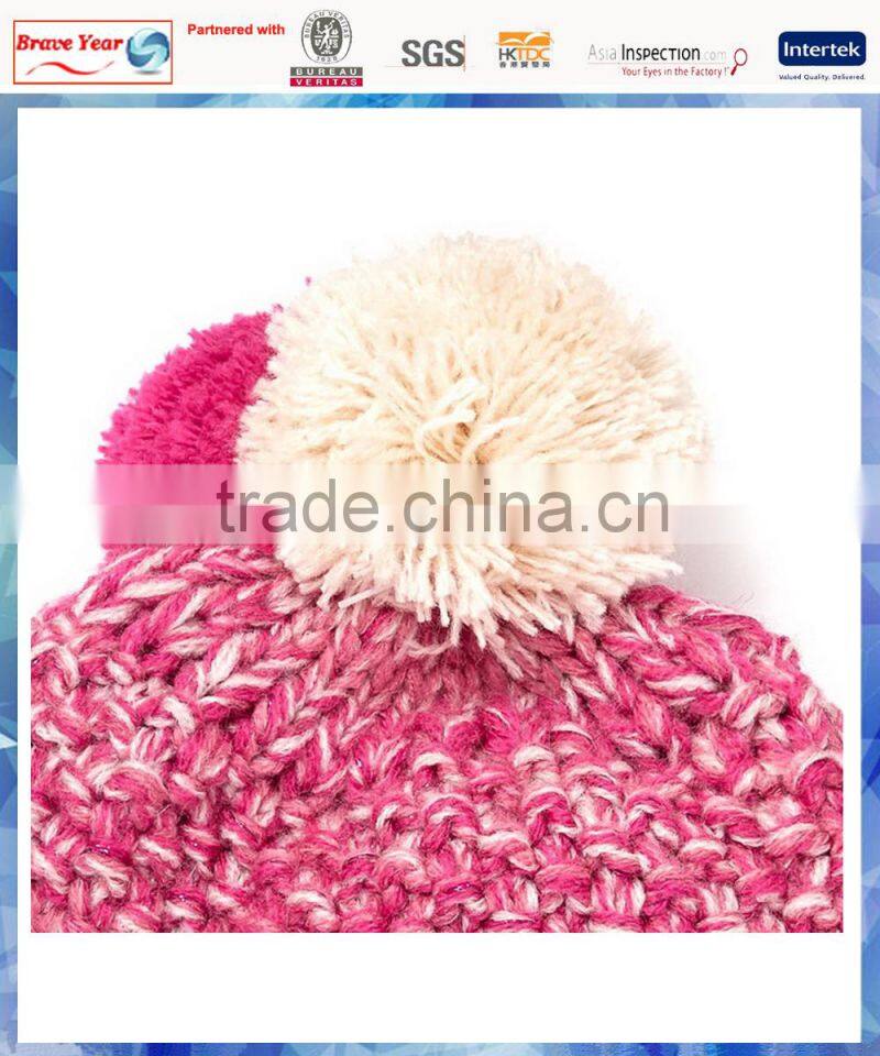girls kitty embellished customizable hats/knit hat with ball top/kitty hat