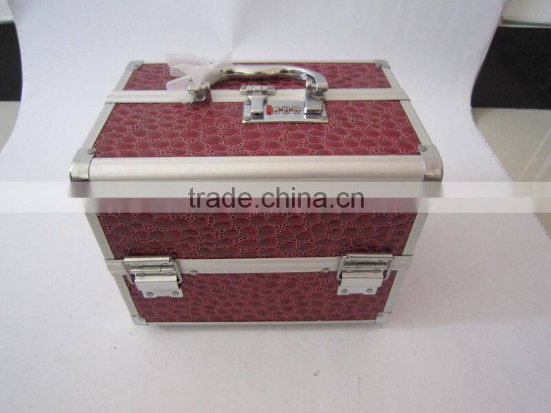 PVC leather panel display cheap portable professional aluminum combination lock cosmetic case
