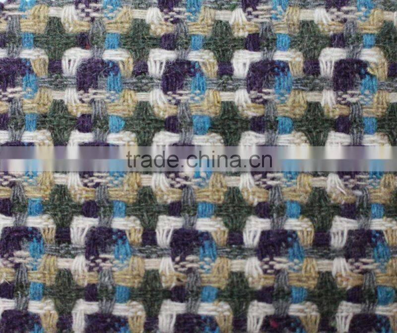 Fall winter yarn dyed knit plaid blend acryilic polyester wool fabric wholesale
