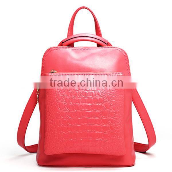 oem china supplier women crocodile orange leather backpacks
