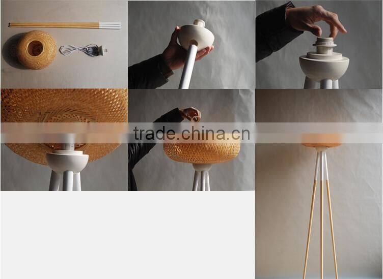 DOUBLE LAYER NATURAL BAMBOO HANDICRAFT TRIPOD FLOOR LAMP TRADITIONAL CHINESE HANDICRAFT TECHNIQUES
