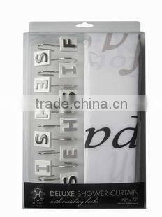 restroom series polyester shower curtain with resin hooks