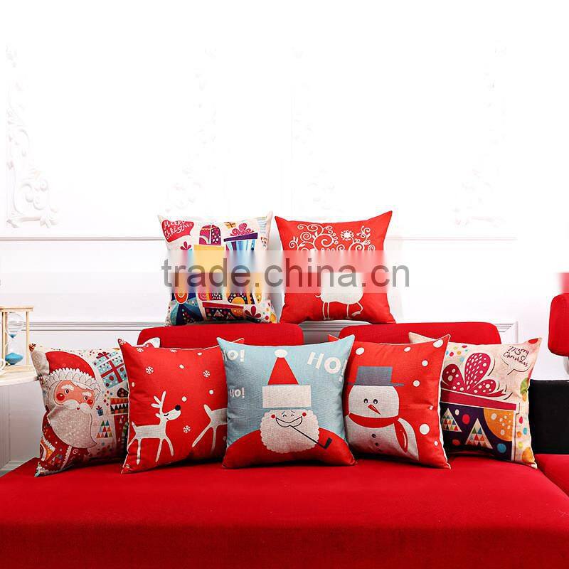 2016 Newest Design Linen Cotton Christmas Gift Cushion Cover Home Decor Bed Sofa Throw Pillow Case 17.8"x17.8"
