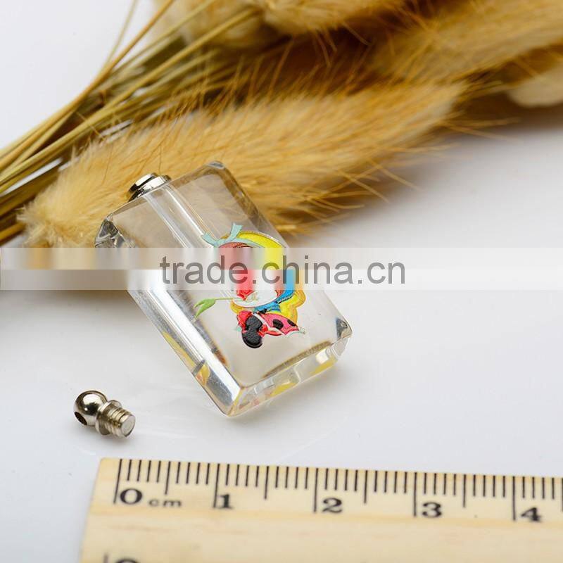 China Factory Customized 3D Photos Crystal Perfume Bottle Pendant Kartoon Monkey DIY Rice Art Pendant for Children Necelace