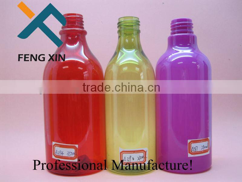 550ml flat shoulder cylinderical PET plastic bottle for shampoo