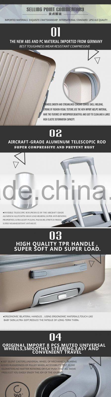 PC,ABS + PC Material color printing trolley luggage