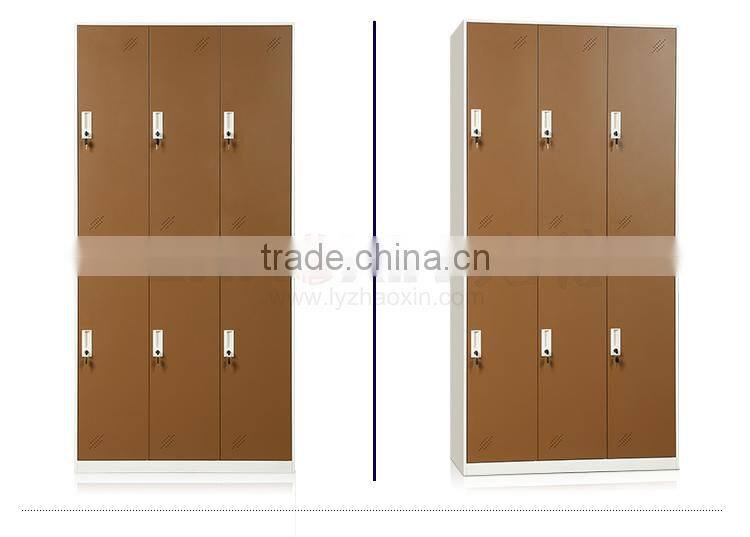 classic style 2-tier wardrobe locker stadium steel locker with 6 doors