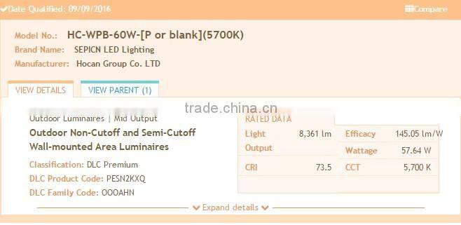 40W 60W 100W led wall pack IP65 DLC ETL listed LED wall light