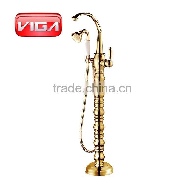 Old style brass bathtub faucet Floor stand shower mixer