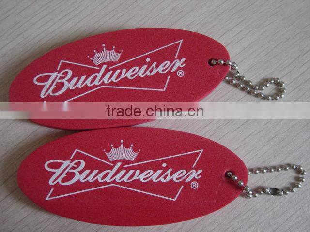 Custom made oval pu float key chain , floating sponge pu keychain