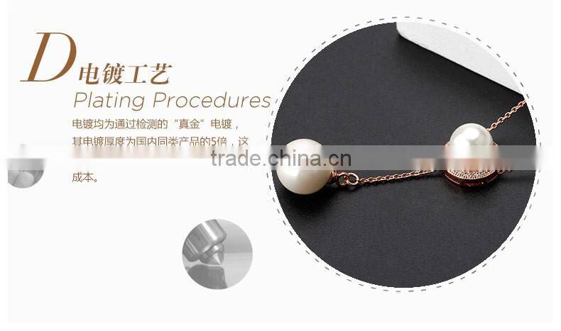 OUXI 2016 korean style top quality gold plated freshwater double fashion pearl necklace 11471