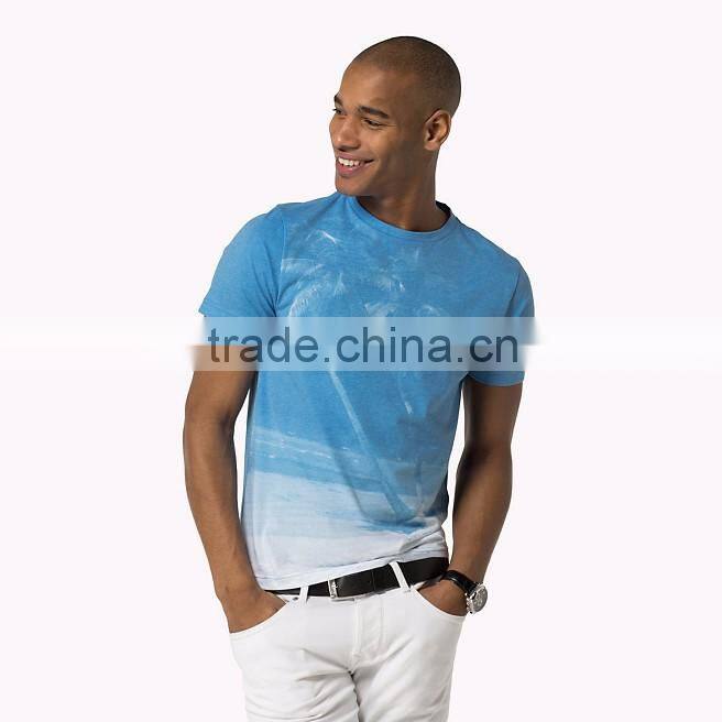 Guangzhou daijun O neck cotton sublimation bule print fashion t shirt