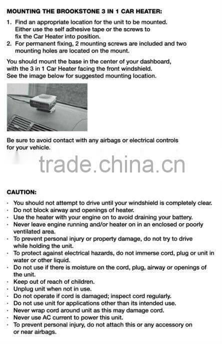 DC12V 3 in 1 ceramic heater fan