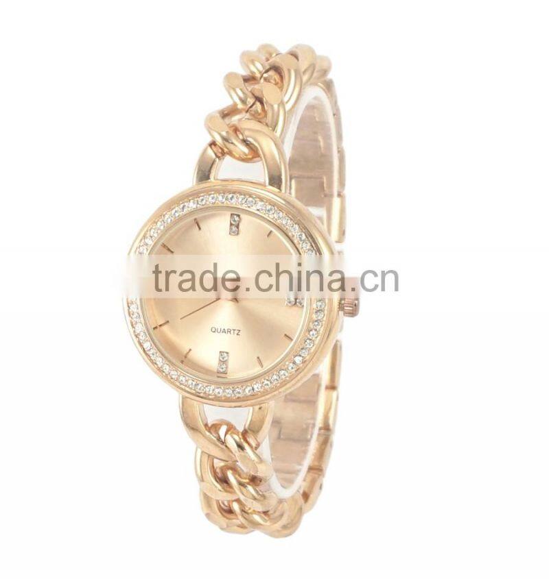 Women's elegant chain bracelet quartz three colors good plating custom made watches