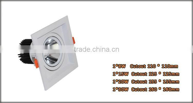 5 inch square downlight dimmable with 15/24 degree rotable down light square for shop