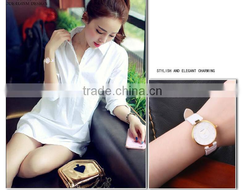 Waterproof genuine leather band luxury diamond fashion quartz lady's watch