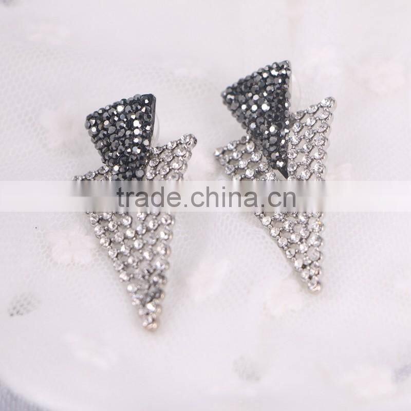 Net Design Stud Earring, Setting Crystal Rhinestone Beautiful Stud Earring