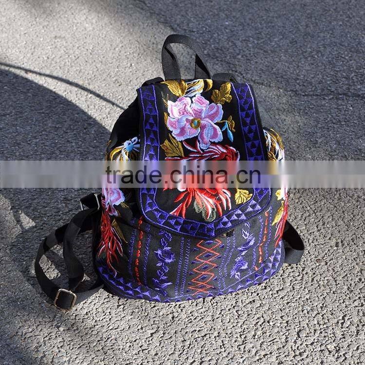 Hot Sale Customized Vintage Canvas Backpack For Women, Vintage soft Backpack Canvas embroidery