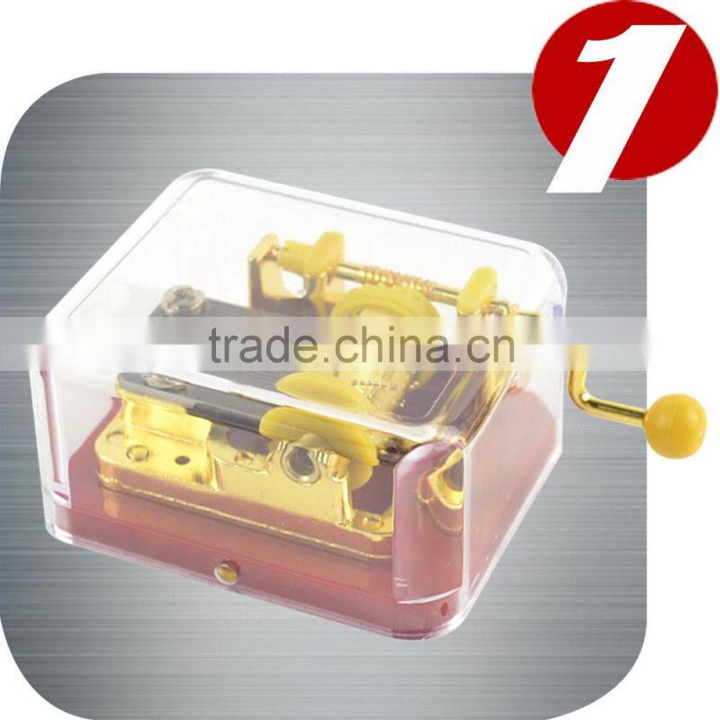 Square Shape and Hand Cranked Play Power wholesale music box wood
