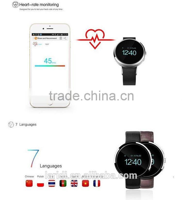 2015 New arrived bluetooth and leather smartwatch D360 smart watch for mobile phone with ios and android