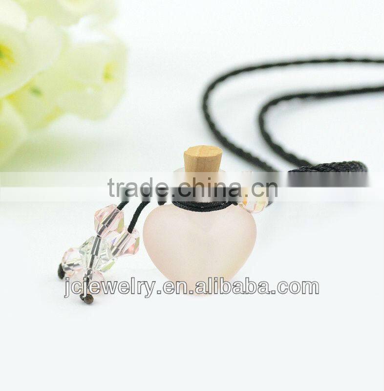 Handmade Heart Shape Sandy Mini Glass Bottle Pendant Necklace