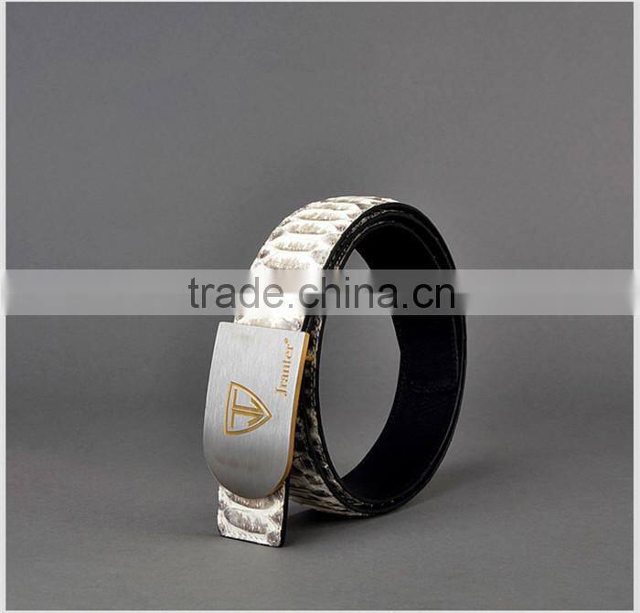 Luxury Genuine Python Snake Skin Belt for Men Black and White Stainless Steel Buckle