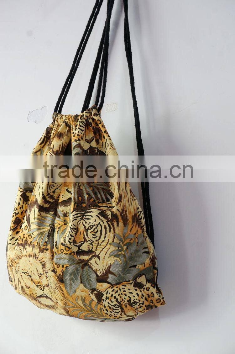 Foldable Tiger Zebra girls 3D printing animal draw string canvas Back pack bag
