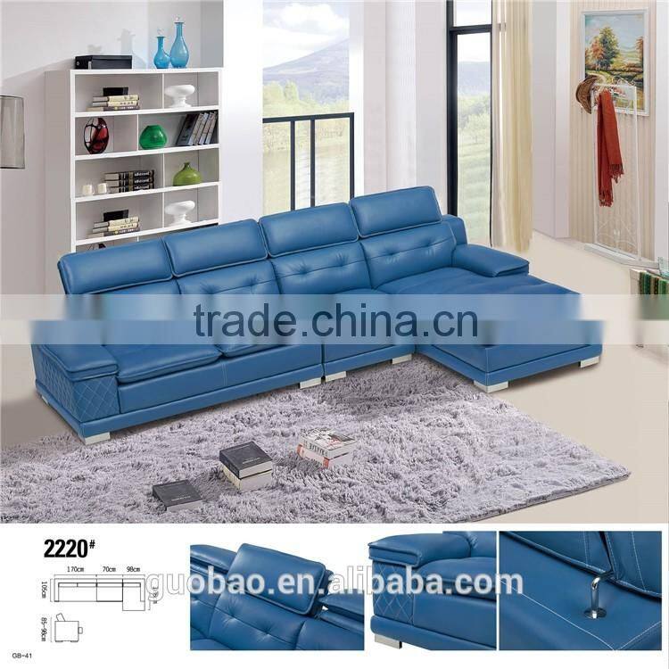 C2220 bule color real leather nice modern leisure furniture sofa for sale