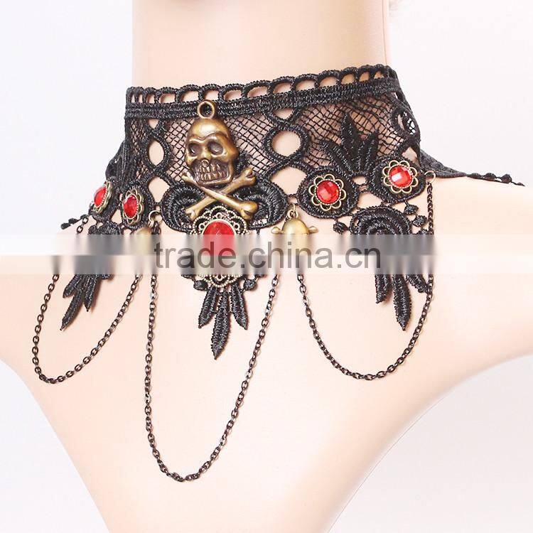 MYLOVE Vintage Gothic Antique Bronze Skull Pendant Necklace Punk Halloween Jewelry Gift MLY267