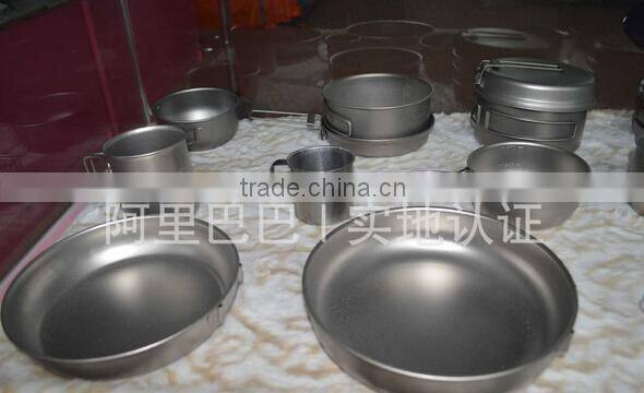 T Sharp Titanium Bowl 300ml and Titanium Pan for Outdoor Cooking Set