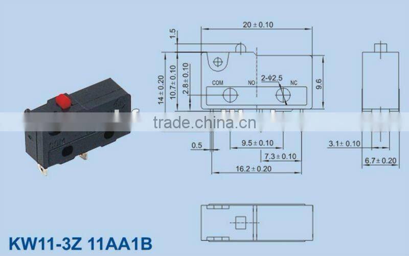 KW11-3Z mini 3a 250vac types of micro switches