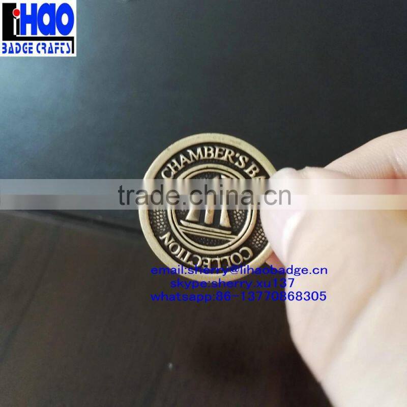 2016 High quality die casting cheap custom coins with hollow out logo