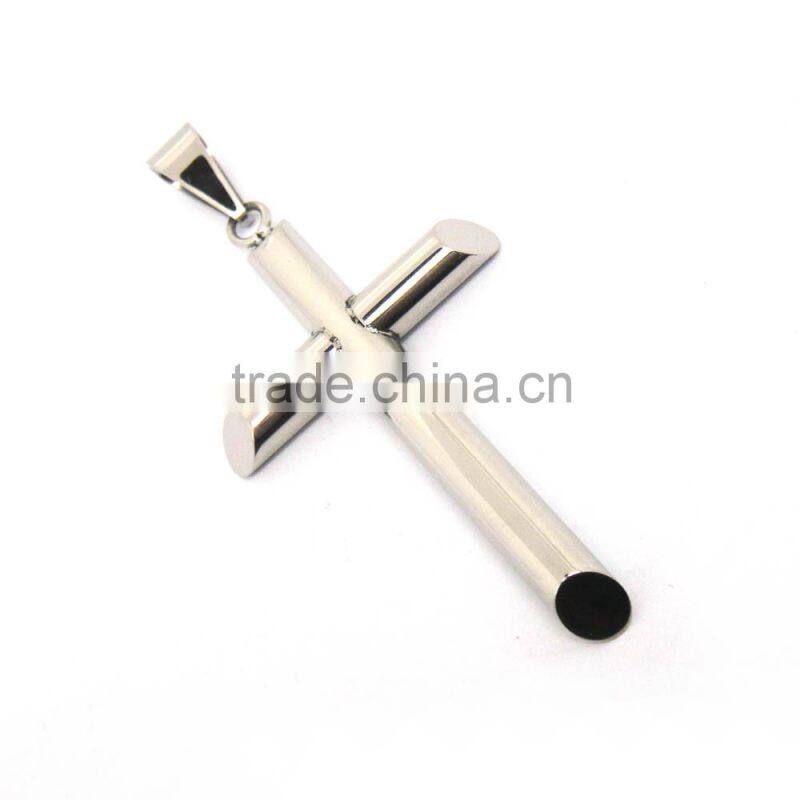 High Polish Simple Cube Cross Pendant in Stainless Steel Material