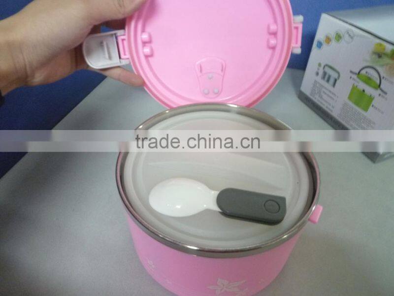 BEST SALES STAINLESS STEEL LUNCH BOX WITH LOCK,1/2/3 TIERS,GREEN MADE IN CHINA