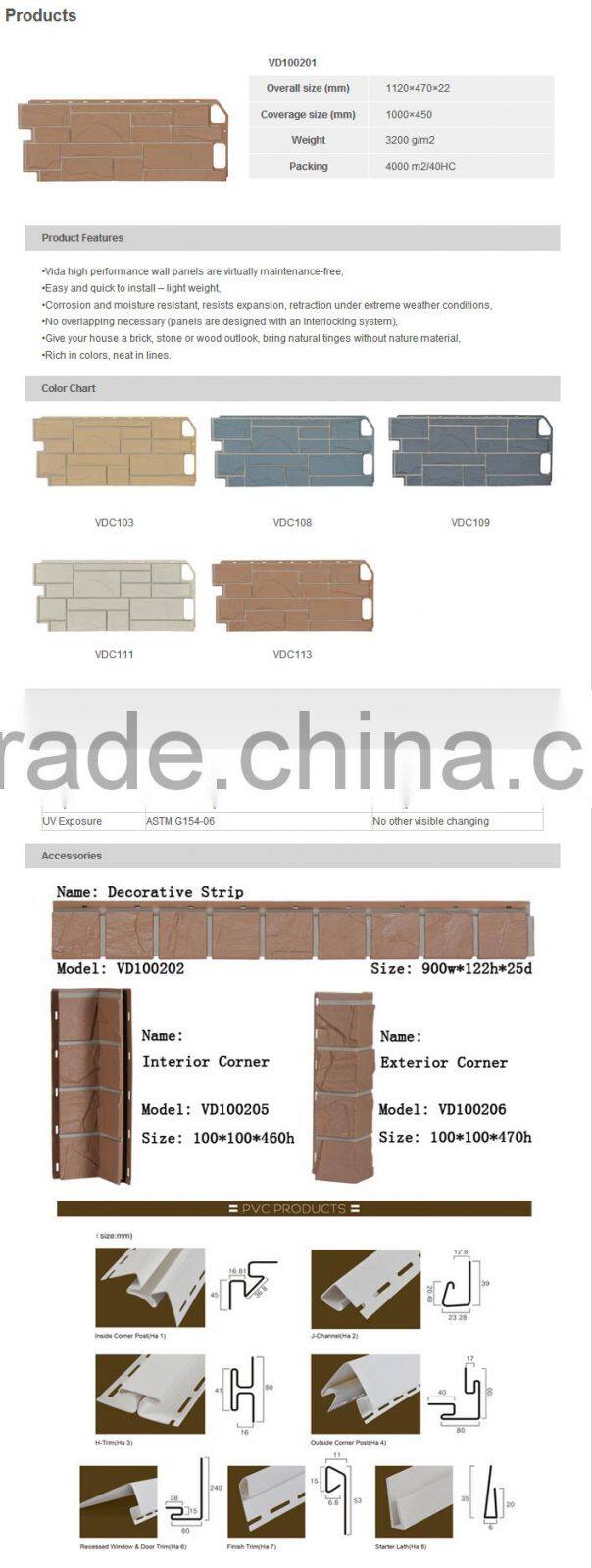 Plastic Faux Stone Wall Panel Random Rock Siding
