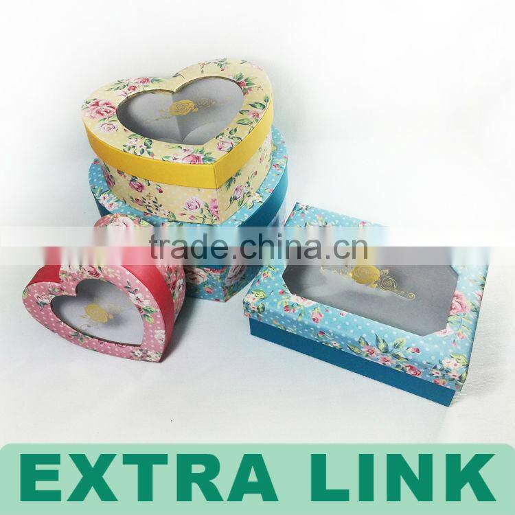 Custom Logo Printed Beautiful Luxury Heart Shaped Transparent Chocolate Box Cardboard Gift Box With Lid