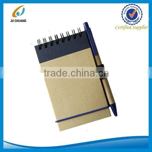 Kraft paper bulk spiral notebooks with pen and elastic band