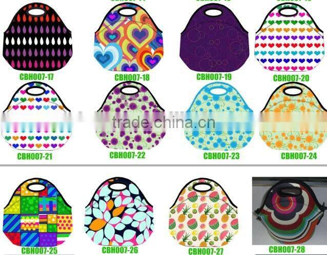 Fashion colorful neoprene lunch tote bag
