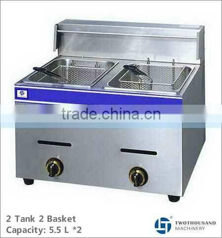 Table Top Gas Fryer - 2 Baskets, 5.5x2 Liters, 35490 BTU, TT-WE268B
