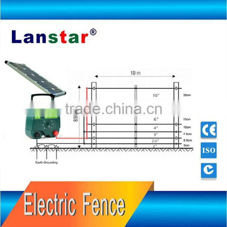 Livestock power fence Lanstar solar powered farm electric fence energizer/ energiser