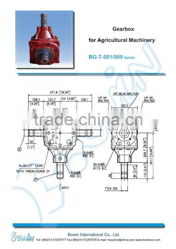 BG-T-001/009 Series Agricultural Gearbox for Slasher